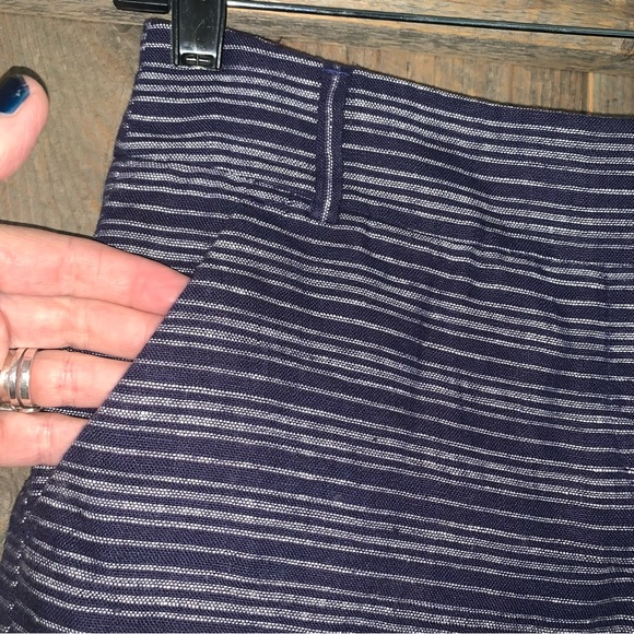 Women’s 4 LOFT Navy Blue White 100% Linen Shorts Zip Fly Smooth Front Pockets EC - Picture 2 of 11